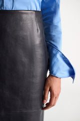 Dorothee Schumacher Slim-Fit Stretch Poplin Blouse With Memory Wire Details in Sky Blue