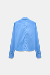 Dorothee Schumacher Slim-Fit Stretch Poplin Blouse With Memory Wire Details in Sky Blue