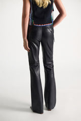 Dorothee Schumacher Full Length Leather Flares in Midnight Navy Vancouver. Shop Online or in Store.