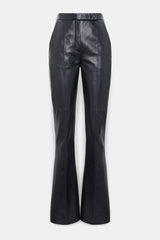 Dorothee Schumacher Full Length Leather Flares in Midnight Navy Vancouver. Shop Online or in Store.