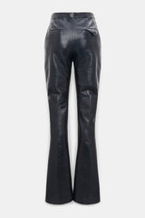 Dorothee Schumacher Full Length Leather Flares in Midnight Navy Vancouver. Shop Online or in Store.