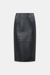 Dorothee Schumacher Leather Pencil Skirt in Midnight Navy Vancouver. Shop Online or in Store.