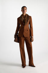 Dorothee Schumacher Lamb Fur Collar in Porcini Vancouver. Shop Online or in Store.