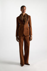 Dorothee Schumacher Lamb Fur Collar in Porcini Vancouver. Shop Online or in Store.