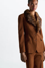 Dorothee Schumacher Lamb Fur Collar in Porcini Vancouver. Shop Online or in Store.