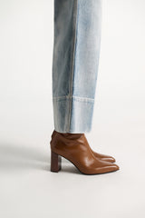 Dorothee Schumacher Straight Leg Jeans with Detailed Cuffs in Light Blue Wash