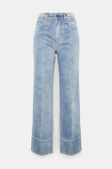 Dorothee Schumacher Straight Leg Jeans with Detailed Cuffs in Light Blue Wash