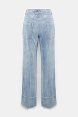 Dorothee Schumacher Straight Leg Jeans with Detailed Cuffs in Light Blue Wash
