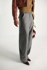 Dorothee Schumacher Flannel Barrel Leg Cargo Pants in Grey