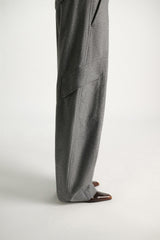 Dorothee Schumacher Flannel Barrel Leg Cargo Pants in Grey