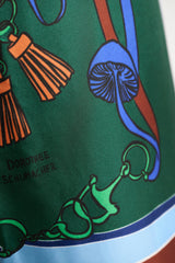 Dorothee Schumacher Printed Silk Twill Wrap Skirt in Blue Green Mushroom Print