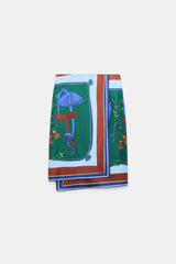Dorothee Schumacher Printed Silk Twill Wrap Skirt in Blue Green Mushroom Print