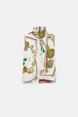 Dorothee Schumacher Sleeveless Silk Twill Blouse in Cream Terracotta Mushroom Print