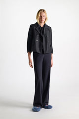 Dorothee Schumacher Boxy Nylon Cropped Blazer in Midnight Navy