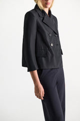 Dorothee Schumacher Boxy Nylon Cropped Blazer in Midnight Navy