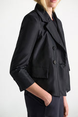 Dorothee Schumacher Boxy Nylon Cropped Blazer in Midnight Navy