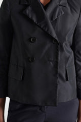 Dorothee Schumacher Boxy Nylon Cropped Blazer in Midnight Navy