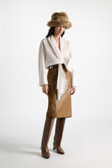 Dorothee Schumacher Oversized Draped Blouse in Stretch Cotton Poplin in White