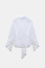Dorothee Schumacher Oversized Draped Blouse in Stretch Cotton Poplin in White