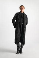 Dorothee Schumacher Curly Wool-Mohair Coat in Grey Melange