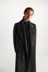 Dorothee Schumacher Curly Wool-Mohair Coat in Grey Melange