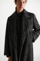 Dorothee Schumacher Curly Wool-Mohair Coat in Grey Melange