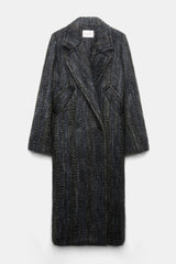 Dorothee Schumacher Curly Wool-Mohair Coat in Grey Melange