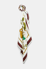 Dorothee Schumacher Printed Silk Twill Scarf in Cream and Terracotta Mushroom Print