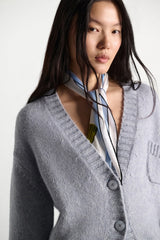 Dorothee Schumacher Printed Silk Twill Scarf in Blue Mushroom Print