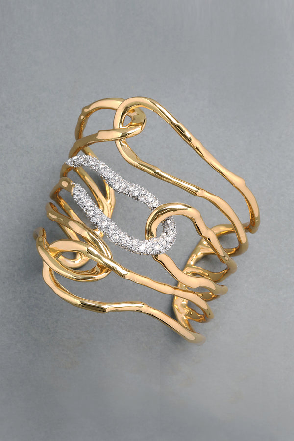 Alexis Bittar Solanales Large Twisted Gold Cuff Bracelet