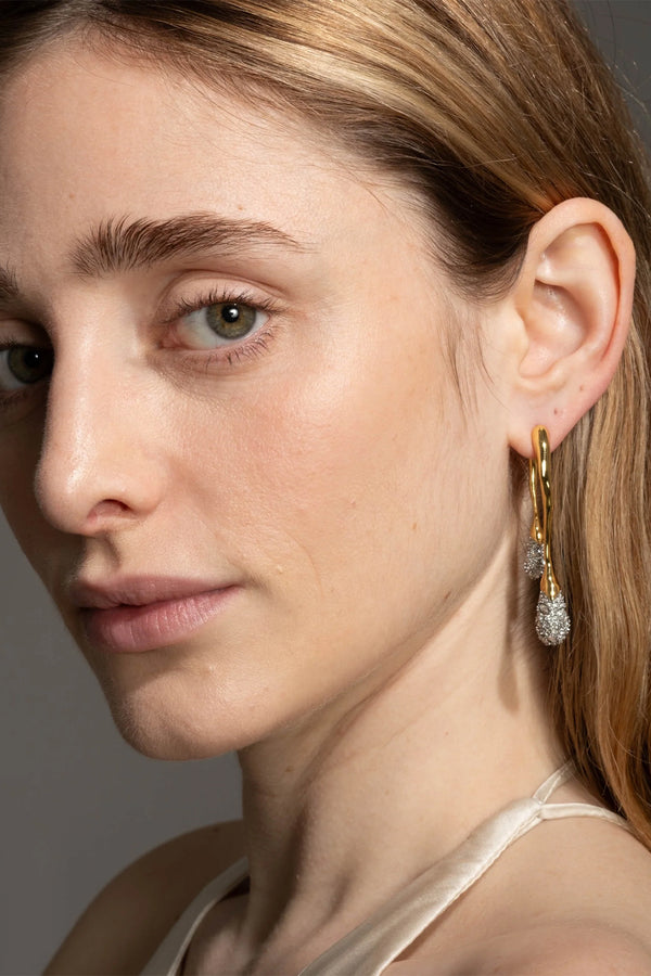 Alexis Bittar Solanales Crystal Front with Double Drop Earring in Gold