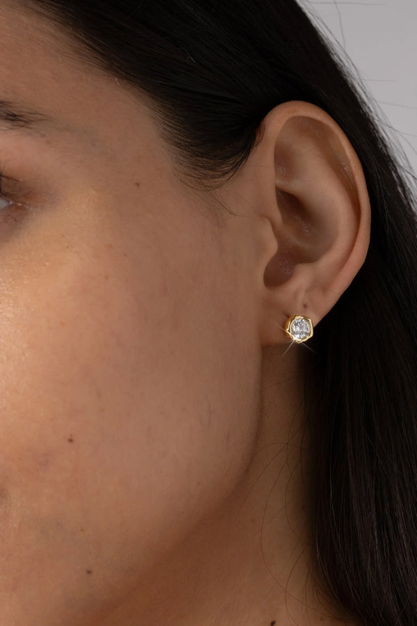Alexis Bittar Asterales Molten Bezel Gold Stud Earring
