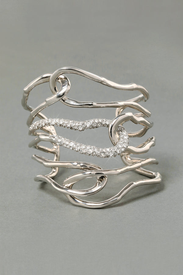 Alexis Bittar Solanales Large Twisted Silver Cuff Bracelet