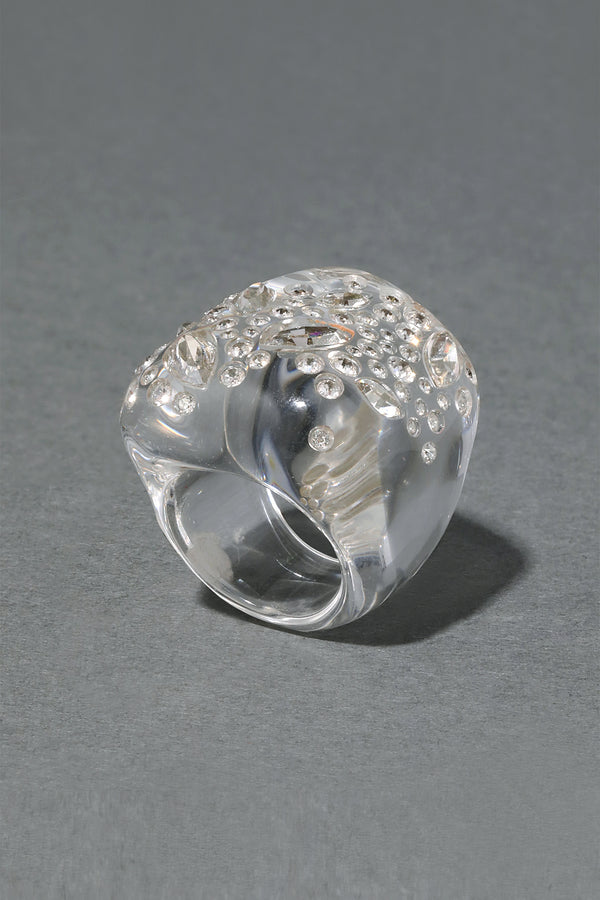 Alexis Bittar Clear Confetti Crystal Lucite Puffy Ring