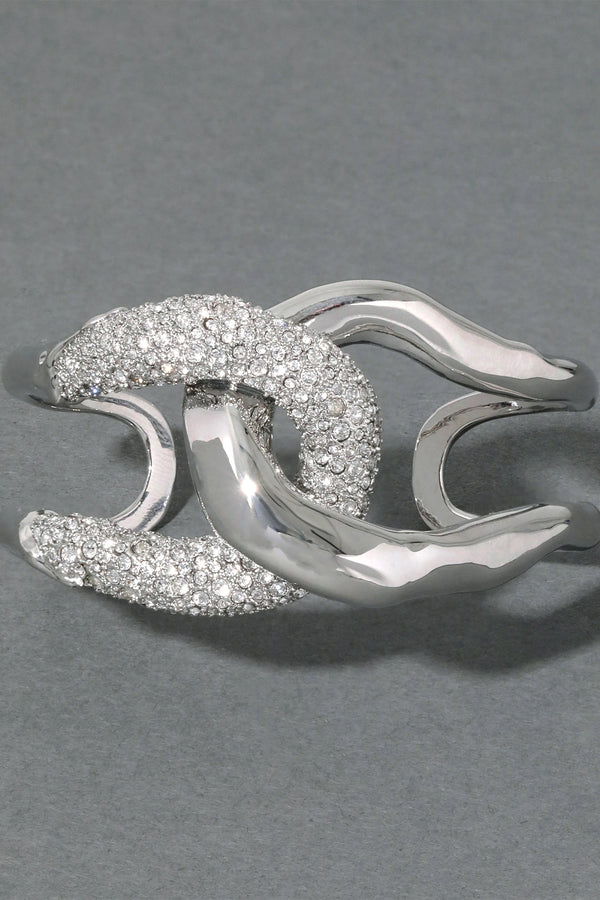 Alexis Bittar Solanales Silver Crystal Interlocked Cuff Bracelet