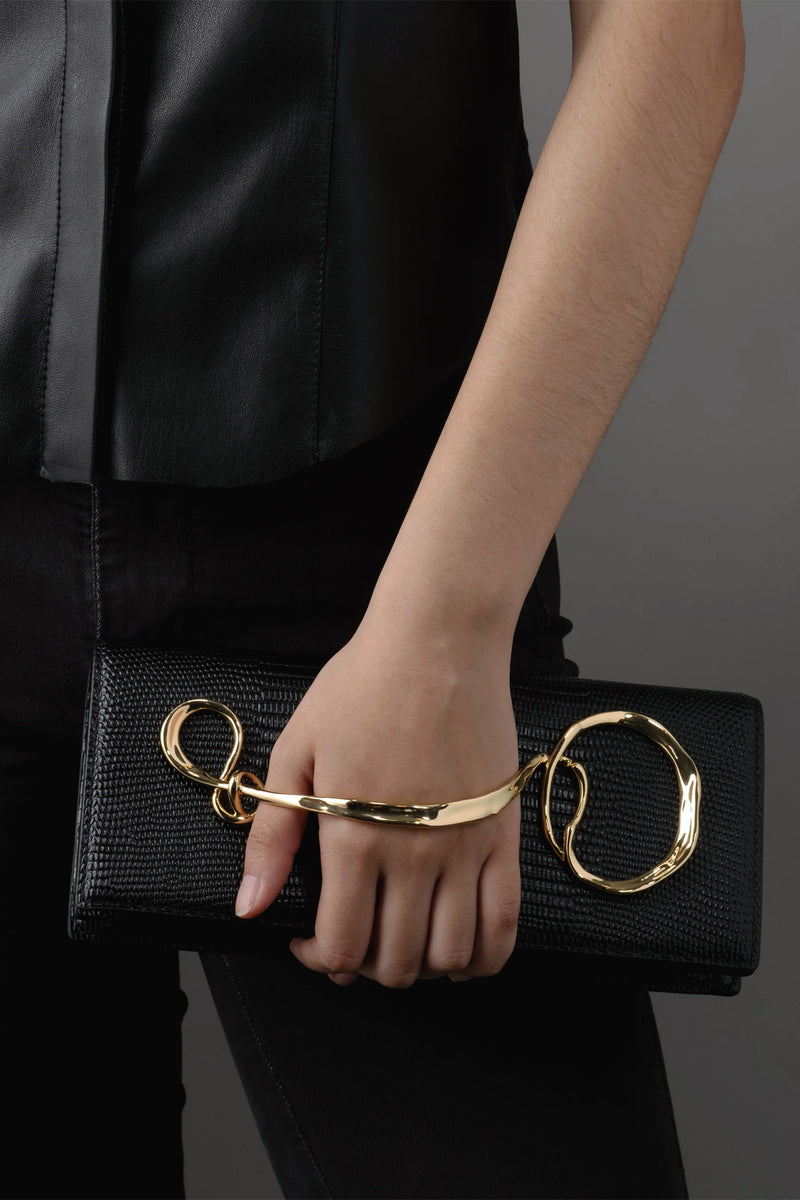Black clutch purse with handle on sale