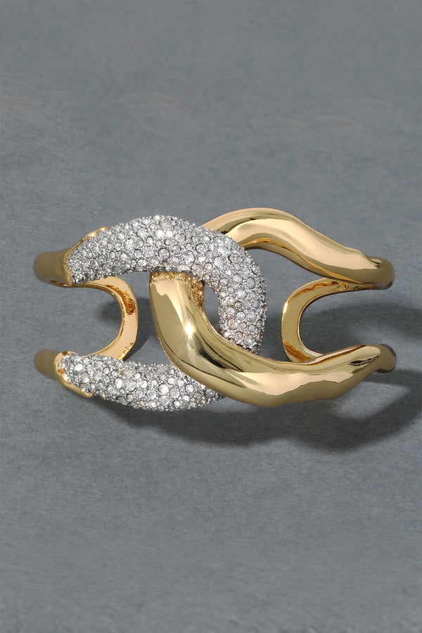 Alexis Bittar Solanales Gold Crystal Interlocked Cuff Bracelet