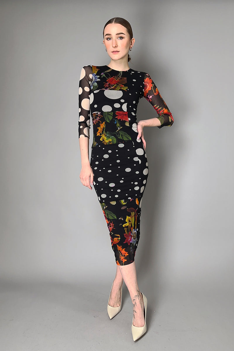 Fuzzi Long Floral Polka-Dot Tulle Dress Vancouver. Shop Online or in Store.