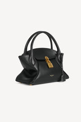 Balmain Smooth Leather Small Pulse Day Hourglass Bag in Black