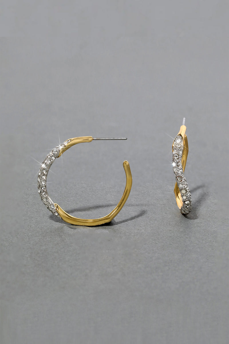 Alexis Bittar Two Tone Gold Pave Hoop Earring
