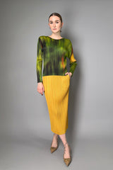 Pleats Please Issey Miyake "Turnip & Spinach" Long Sleeve Top  in Green