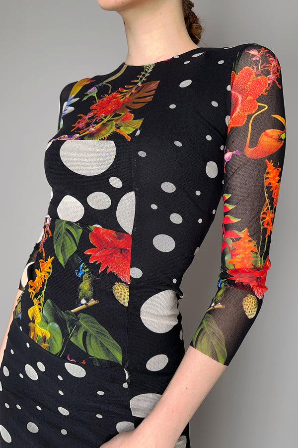 Fuzzi Long Floral Polka-Dot Tulle Dress- Ashia Mode- Vancouver, BC