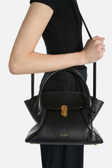 Balmain Smooth Leather Small Pulse Day Hourglass Bag in Black