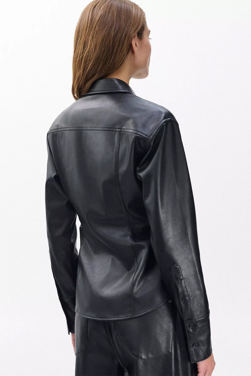 Rag & Bone Leah Faux Leather Shirt in Black