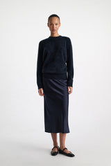 Dorothee Schumacher Merino Cashmere Fluffy Knit Pullover in Navy