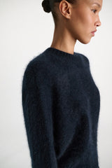 Dorothee Schumacher Merino Cashmere Fluffy Knit Pullover in Navy