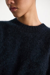Dorothee Schumacher Merino Cashmere Fluffy Knit Pullover in Navy