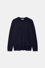 Dorothee Schumacher Merino Cashmere Fluffy Knit Pullover in Navy