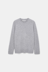 Dorothee Schumacher Relaxed Fit Merino-Cashmere Crew Neck Pullover in Medium Grey