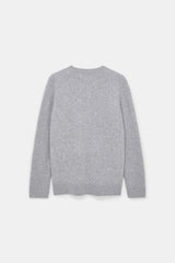 Dorothee Schumacher Relaxed Fit Merino-Cashmere Crew Neck Pullover in Medium Grey